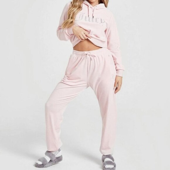 Juicy Couture Sleepwear Women's Pink Pajama Hoodie Velour Set size X-Large - Picture 4 of 14